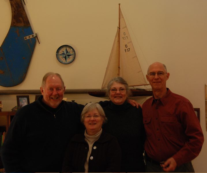 Rudder and model of a Dragon sailboat - Arden's racing boat, "Orion" and. . .