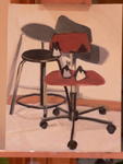 First painting - assymetry with chair and shadow.